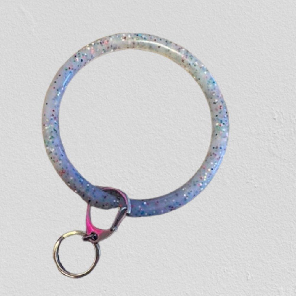 Clear with Glitter Bangle Bracelet, Key Ring 4374  NWT Boutique